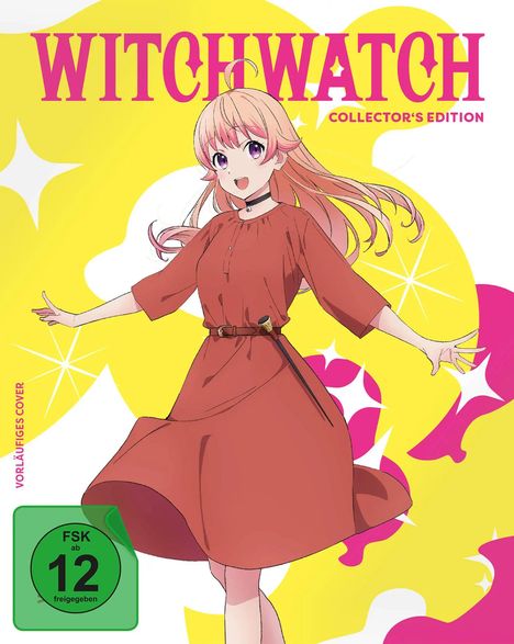 "WITCHWATCH COLLECTOR'S EDITION" steht oben, FSK 12 unten. Eine lächelnde Anime-Figur in rotem Kleid vor gelbem Hintergrund.
