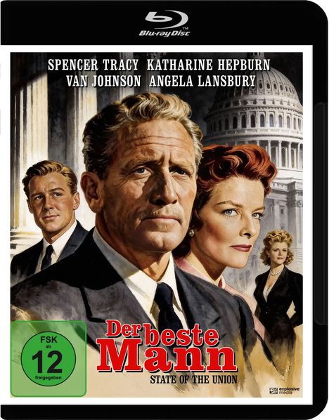 Spencer Tracy, Katharine Hepburn. "Der beste Mann" - State of the Union. Illustration mit Capitol im Hintergrund.