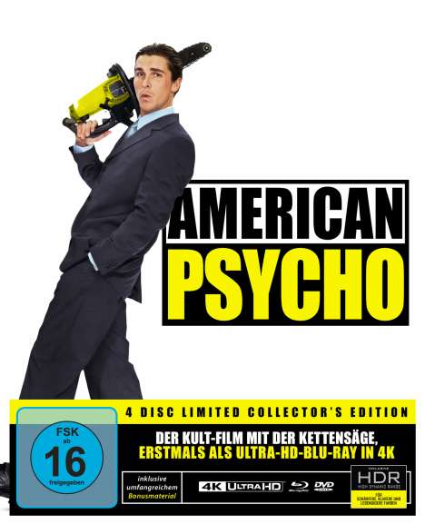 American Psycho (Ultra HD Blu-ray, Blu-ray, DVD &amp; CD im Mediabook), 1 Ultra HD Blu-ray, 1 Blu-ray Disc, 2 DVDs und 1 CD