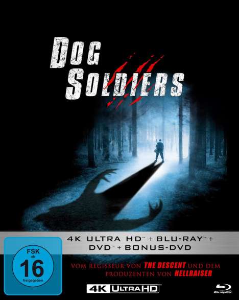 Dog Soldiers (Ultra HD Blu-ray, Blu-ray &amp; DVD im Mediabook), 1 Ultra HD Blu-ray, 1 Blu-ray Disc und 2 DVDs