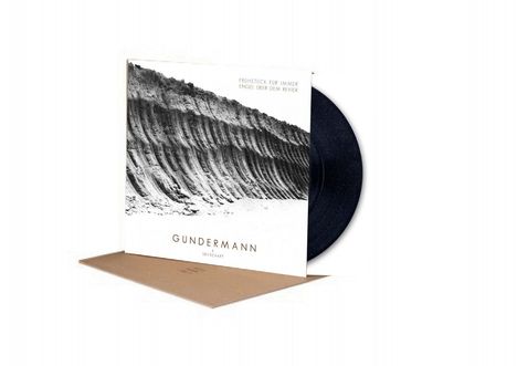 Text: "FRÜHSTÜCK FÜR IMMER ENGEL ÜBER DEM REVIER GUNDERMANN SEILSCHAFT". Schallplatte mit Landschaftsfoto.