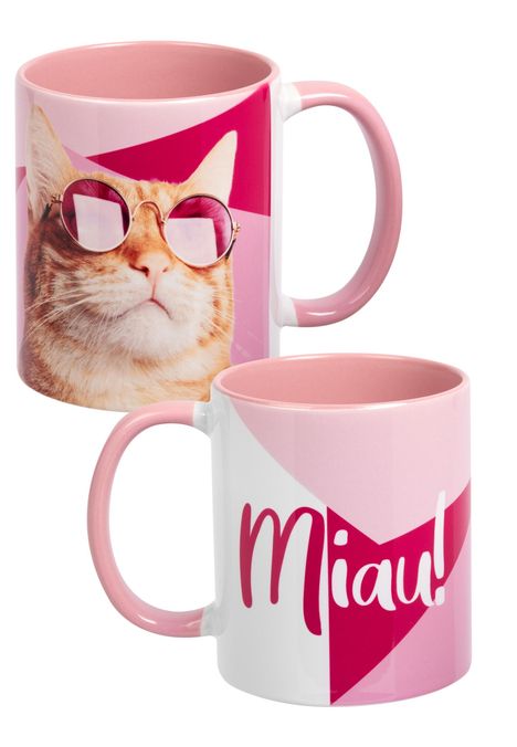 Tasse: Katze - miau - innen pink, Diverse