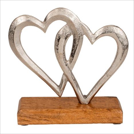 Herzen aus Metall mit Holzsockel, Diverse