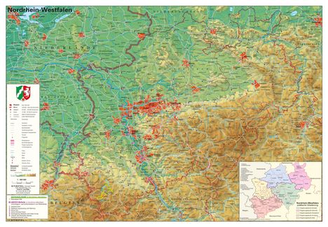 Heinrich Stiefel: Nordrhein-Westfalen physisch 1:400 000, Karten