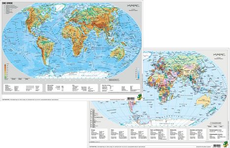 Die Erde physisch/politisch. DUO-Schreibunterlage klein, Diverse