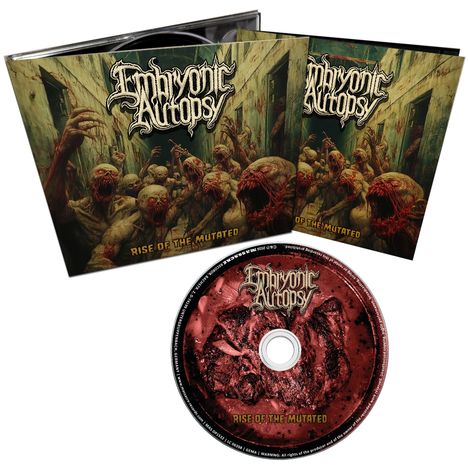 "Embryonic Autopsy" und "Rise of the Mutated." Bedeckt mit Zombies in düsterem Korridor.