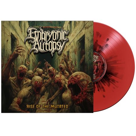 "Rise of the Mutated" in gelber Schrift. Oben großes Logo. Szene mit grotesken Kreaturen in einem düsteren Korridor.