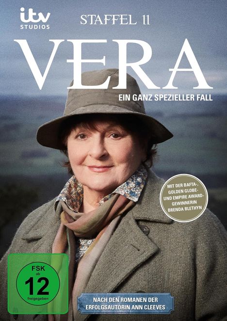 "Staffel 11 VERA: Ein ganz spezieller Fall. Nach den Romanen der Autorin Ann Cleeves." Frau mit Hut im Freien.