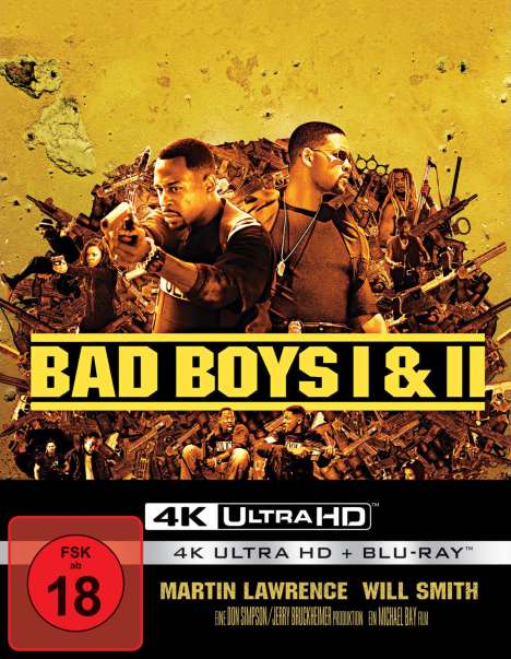Bad Boys - Harte Jungs / Bad Boys 2 (Ultra HD Blu-ray &amp; Blu-ray im Steelbook), 2 Ultra HD Blu-rays und 2 Blu-ray Discs
