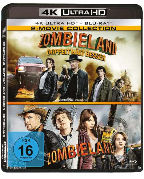 Zombieland 1 &amp; 2  (Ultra HD Blu-ray &amp; Blu-ray), 2 Ultra HD Blu-rays und 2 Blu-ray Discs