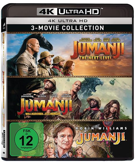 Jumanji 1-3 (Ultra HD Blu-ray), 3 Ultra HD Blu-rays