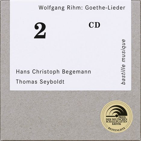 Wolfgang Rihm (1952-2024): Lieder nach Goethe und Schiller, CD