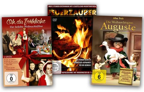 Weihnachts-Special (Oh, du Fröhliche | Weihnachtsgans Auguste | Kaminfeuer/Feuerzauber), 4 DVDs