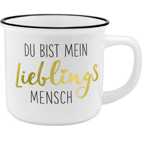 Gruss und Co 45772 Kaffeebecher Lieblingsmensch, New Bone China Porzellan, 35 cl, Diverse