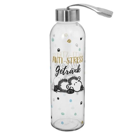 Sheepworld 46522 Trinkflasche Antistress, Glas, 50 cl, Diverse