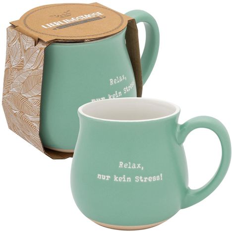 GRUSS & CO Tasse bauchig graviert "Relax, nur kein Stress!, Diverse