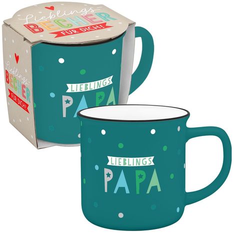 Becher in Emailloptik "Lieblingspapa", Diverse