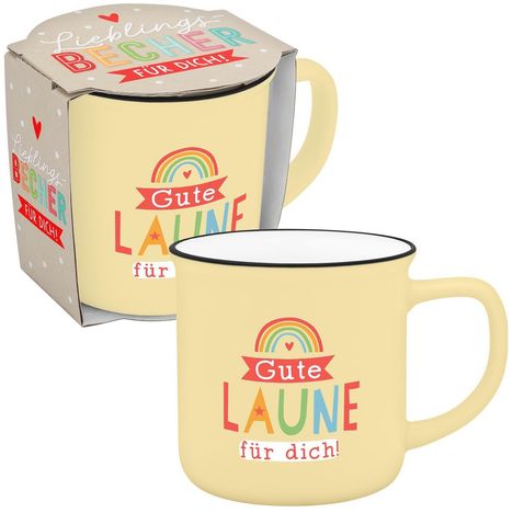 Becher in Emailloptik "gute Laune", Diverse