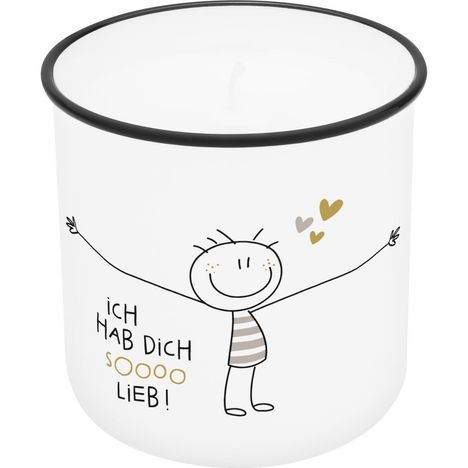 Lieblingskerze in Emailleoptik Motiv "Hab dich soooo lieb", Diverse