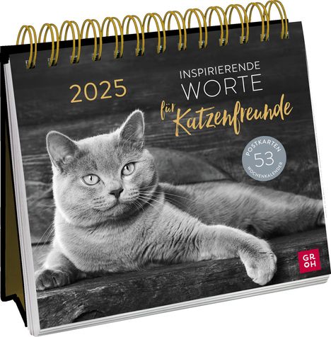 Postkartenkalender 2025: Inspirierende Worte für Katzenfreunde, Kalender