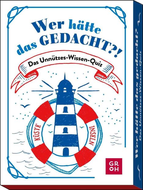 Titel: "Wer hätte das GEDACHT?!", Untertitel: "Das Unnützes-Wissen-Quiz". Illustration eines Leuchtturms.