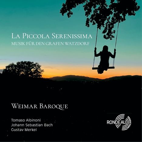 "La Piccola Serenissima: Musik für den Grafen Watzdorf. Weimar Baroque. Silhouette auf Schaukel vor Sonnenuntergang."