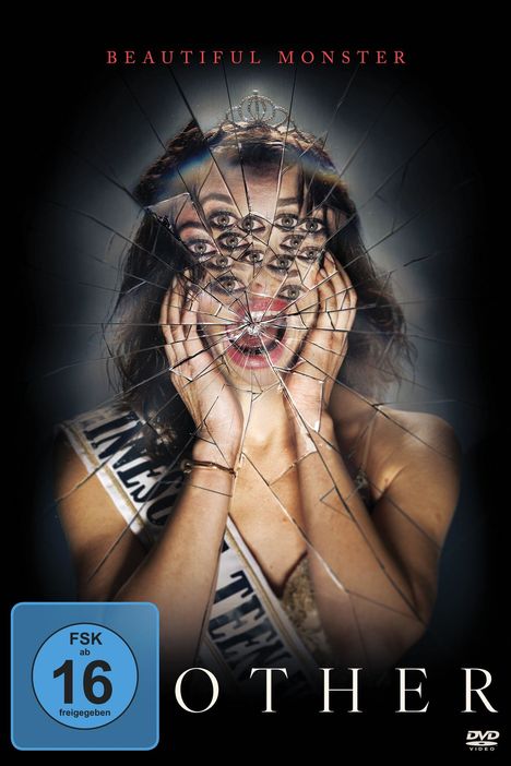 "Beautiful Monster" oben, "OTHER" unten. Frau hinter zersprungenem Glas, Gesicht mehrfach überlagert. FSK 16 Symbol.