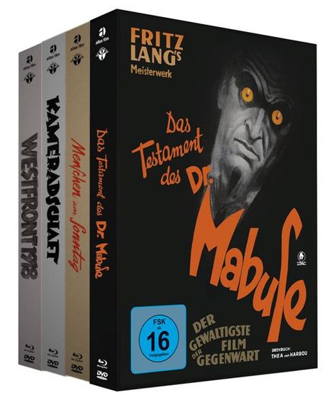 Westfront 1918 / Kameradschaft / Menschen am Sonntag / Das Testament des Dr. Mabuse (Blu-ray &amp; DVD im Mediabook), 4 Blu-ray Discs und 4 DVDs