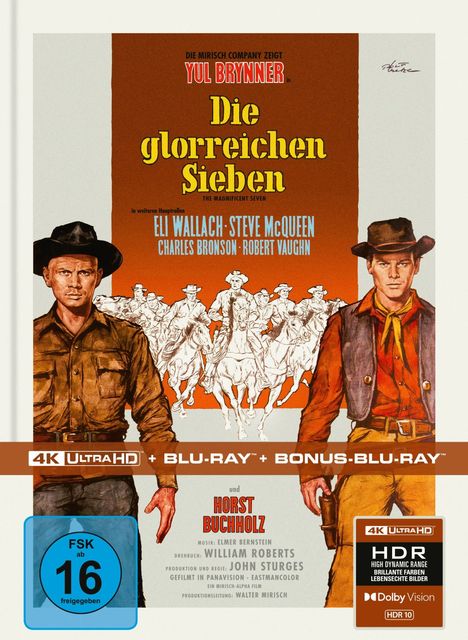 Die glorreichen Sieben (1960) (Ultra HD Blu-ray & Blu-ray im Mediabook), 1 Ultra HD Blu-ray und 2 Blu-ray Discs
