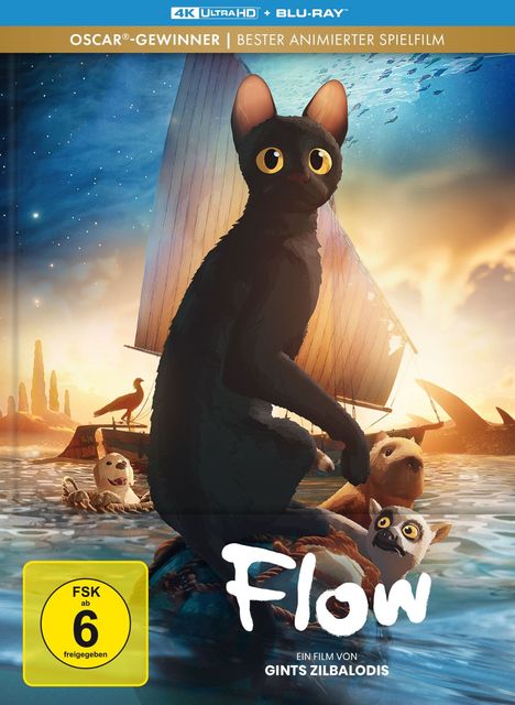 Flow (2024) (Ultra HD Blu-ray & Blu-ray im Mediabook), 1 Ultra HD Blu-ray und 1 Blu-ray Disc