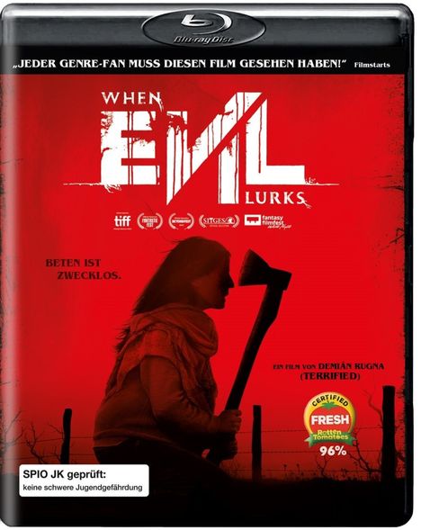 „Jeder Genre-Fan muss diesen Film gesehen haben!“ „When Evil Lurks“. Beten ist zwecklos. Eine Person mit Axt.