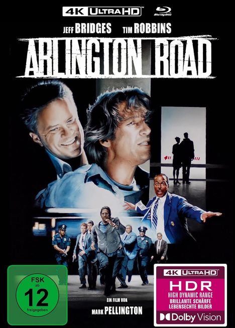 "Arlington Road", Jeff Bridges, Tim Robbins. Thriller-Atmosphäre mit dramatischen Szenen und Polizeieinsatz. FSK 12.