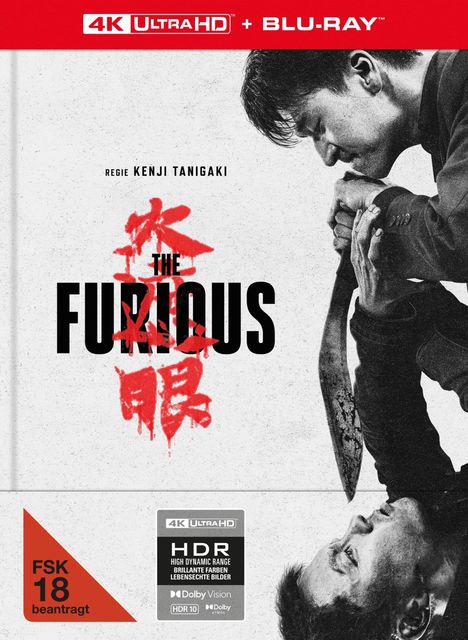 FSK 18 beantragt. "The Furious" in kräftigen Buchstaben mit asiatischen Zeichen. Zwei Männer in intensiver Szene.