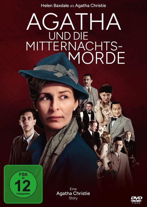 "AGATHA UND DIE MITTERNACHTSMORDE" oben, Frau mit blauem Hut im Vordergrund, FSK 12 Symbol unten links.