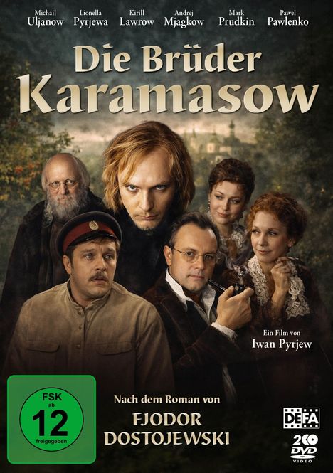 „Die Brüder Karamasow“: Filmplakat mit mehreren Charakteren, basierend auf Fjodor Dostojewski, FSK 12.