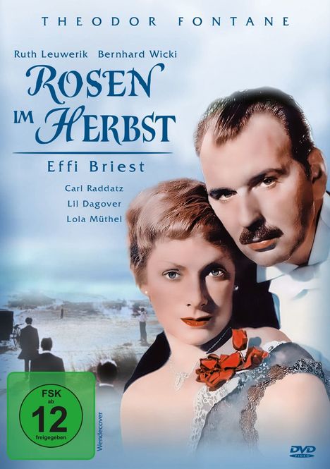"Rosen im Herbst" steht im Mittelpunkt, darunter Namen wie Ruth Leuwerik. Ein Mann und eine Frau sind nah beieinander.