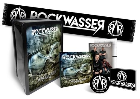 Rockwasser: Hier.Heute.Jetzt (Limited-Edition) (Box-Set), 1 CD und 1 Merchandise