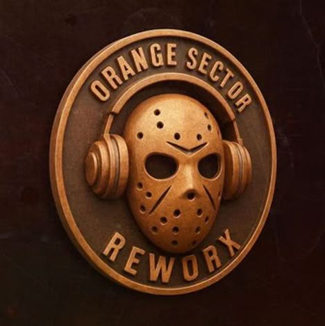 „ORANGE SECTOR REWORX“ in einem runden Logo mit einer Hockeymaske und Kopfhörern.