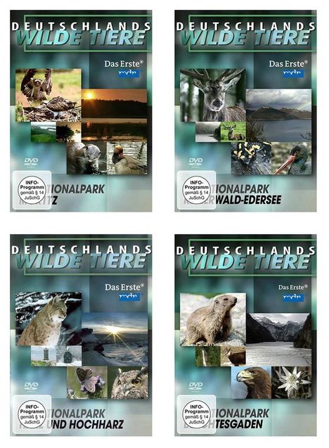 Deutschlands wilde Tiere (4er Package), 4 DVDs