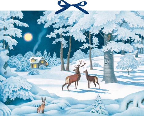 Wand-Adventskalender - Wintertiere bei Nacht, Kalender