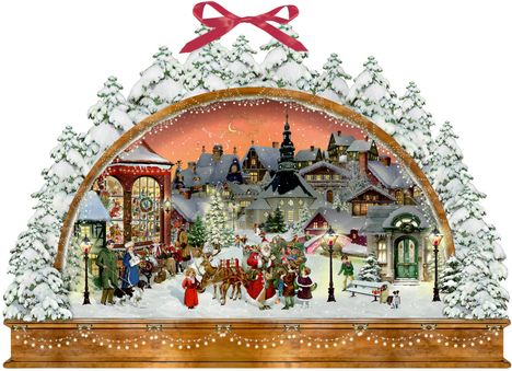 Wand-Adventskalender - Nostalgischer Lichterbogen, Kalender