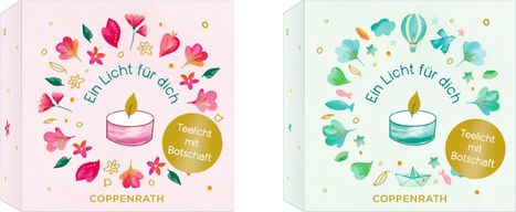 Teelicht mit Botschaft - Ein Licht für dich (rosa, grün), Diverse