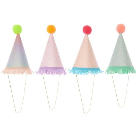 Mini-Partyhüte Futschikato, 8 Stk, 14 cm x Ø 8 cm, 210 g/m², inkl. 30 cm Elasticband, Diverse