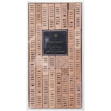 Stempelset Merry Christmas, Typewriter FSC 100%, 26 Stempel, Diverse