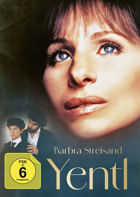 Text: "Barbra Streisand", "Yentl", "FSK ab 6 freigegeben". Ein nachdenkliches Frauengesicht dominiert, zwei Personen im Hintergrund.