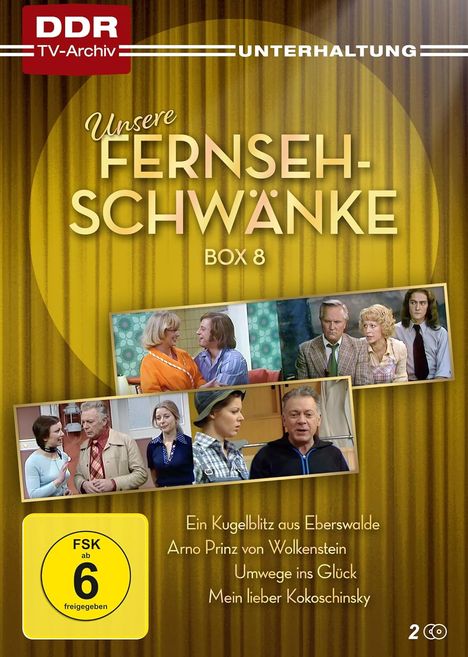 "Unsere FERNSEH-SCHWÄNKE BOX 8. Ein Kugelblitz aus Eberswalde, Arno Prinz von Wolkenstein, Umwege ins Glück, Mein lieber Kokoschinsky."