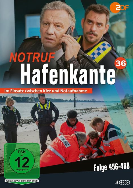„NOTRUF Hafenkante“, „Im Einsatz zwischen Kiez und Notaufnahme“, „Folge 456-468“, Personen in Rettungs- und Polizeiuniformen.