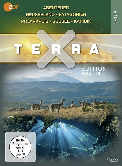 Terra X Vol. 10: Abenteuer Neuseeland / Patagonien / Polarkreis / Südsee / Karibik, 3 DVDs