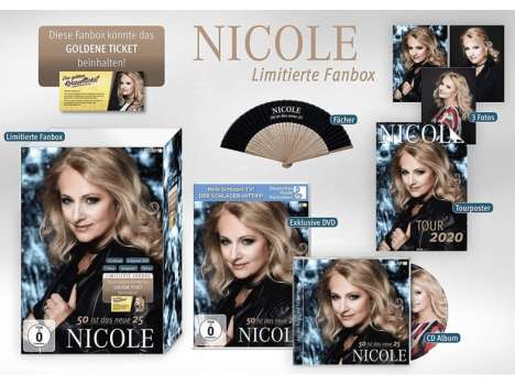 Nicole: 50 ist das neue 25 (Limited Fanbox Edition), 1 CD, 1 DVD und 1 Merchandise