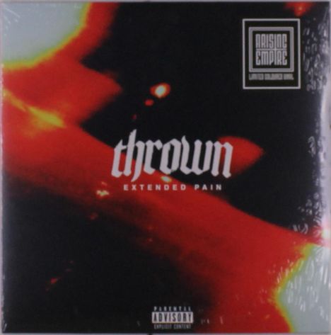 "thrown EXTENDED PAIN" steht in weißer Schrift vor einem rot-schwarzen Hintergrund. Oben rechts ist ein Logo.